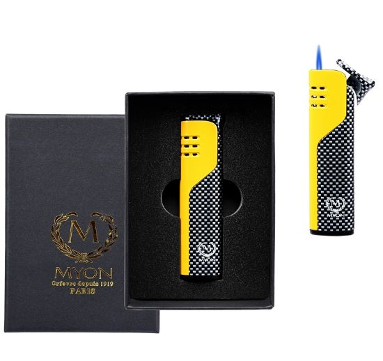 Зажигалка MYON jet 1pz carbon yellow Зажигалка MYON jet 1pz carbon yellow