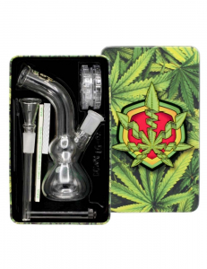 Giftset Greenline:Bong LG02 with 1 x Bomg  - 1 x Grinder - x lighter - 5 x screen