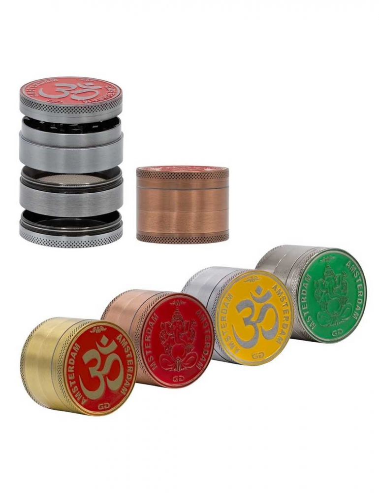 Grinder Amsterdam Grace Glass 4part - 50mm - Rainbow Mix Grinder Amsterdam Grace Glass 4part - 50mm - Rainbow Mix