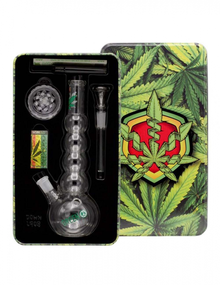 Giftset Greenline Bong LG08 1 x Bomg - 1 x Grinder - x lighter - 5 x screen Giftset Greenline Bong LG08 1 x Bomg - 1 x Grinder - x lighter - 5 x screen